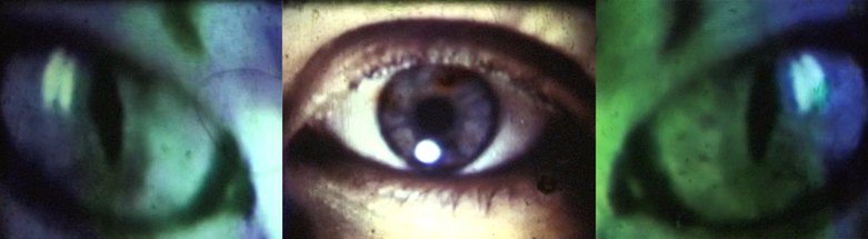 Three stills of eyes from L’oeil sauvage